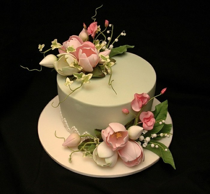 мотив пайове-себе си за вземане Кейк си сам-да-цветя-сватбена торта