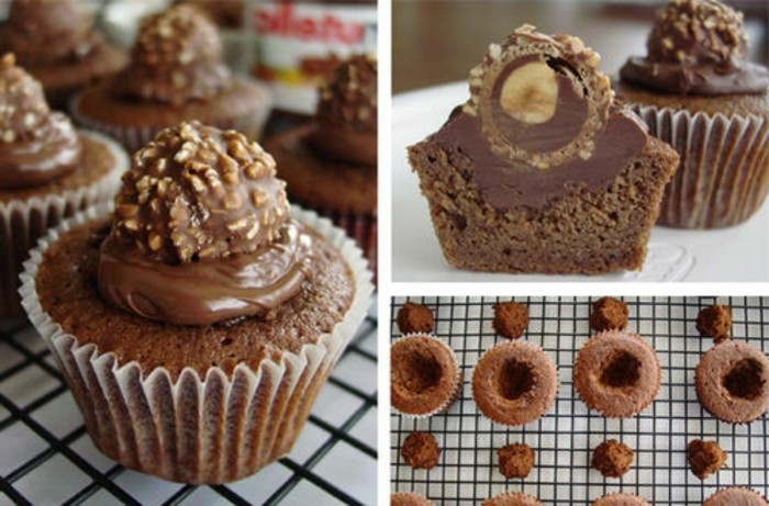 muffinsseja-koristelu-ideoita-Ferrero-muffinsseja-koristella-suklaa