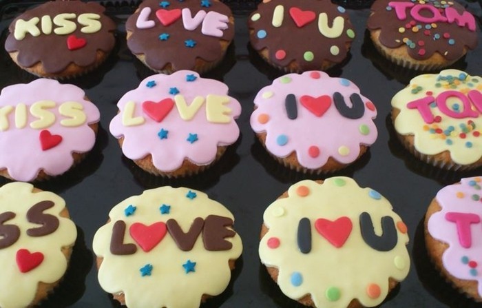 muffins-सजाने-विचारों-प्यार-कप केक डेको