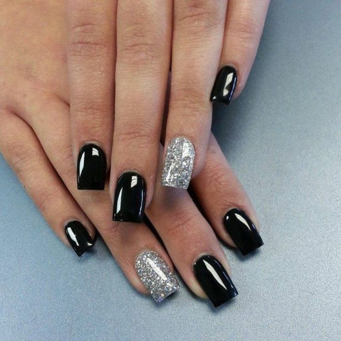 diseños-negro-y-plata-glitter-eve-manicura de uñas de marca