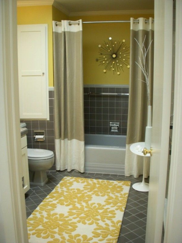 Bonita idea de cortinas para un baño moderno