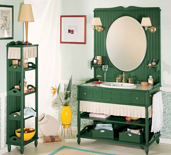 nostalgia-fregadero-y-espejo-verde-color-muchos estantes