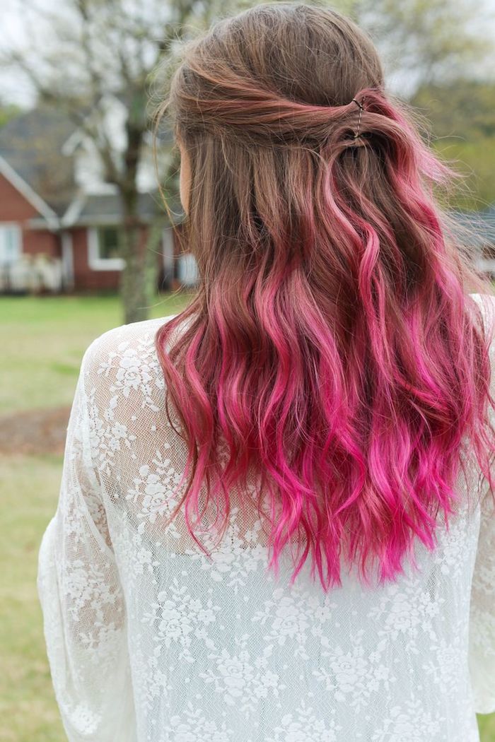 boja kose ombre izgled žene smeđe kose s ružičastim savrima izvrsnim dizajnom