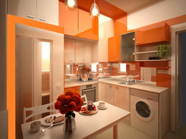 оранжево-кухня-стена цвят-модерен и красив-
