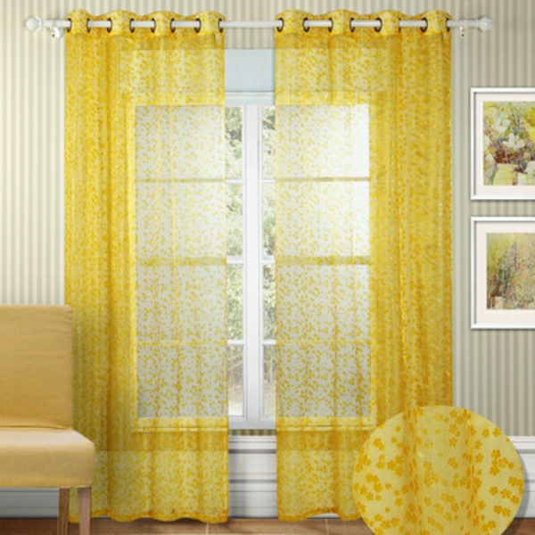 Органза завеса-жълто-прозрачен