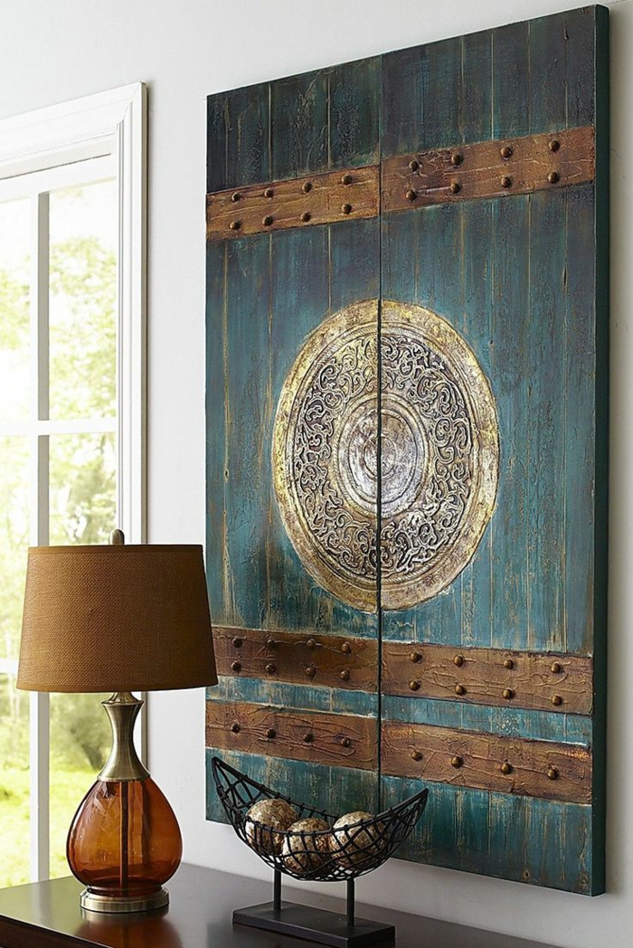 orijentalni ukras mandala prozor koji prikazuje na zidu ukrasni prozor lijepa svjetiljka i voćni držač
