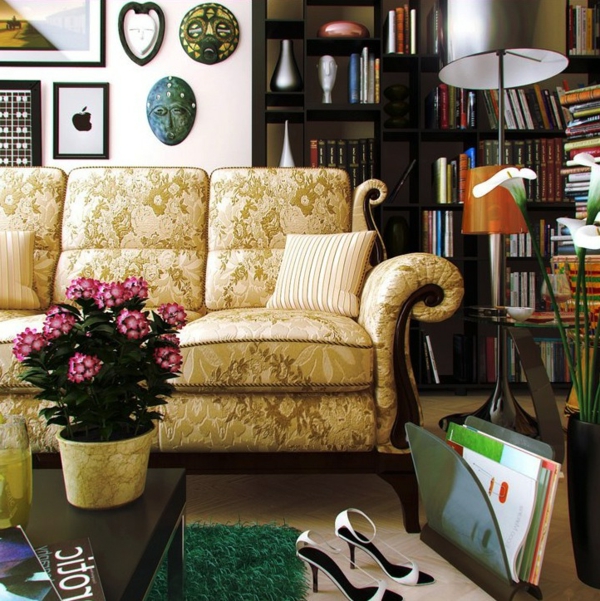 orientális-dekoráció-for-nappali világos kanapé
