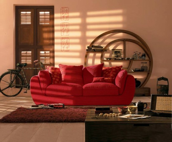 Ориенталски украса-за-дневна червен диван