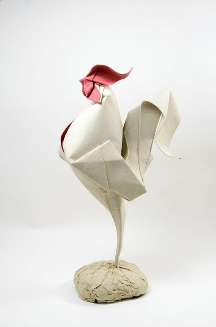 origami figure origami-Hahn-sklopivi tehnika-papir instrukcije origami-sklopivi