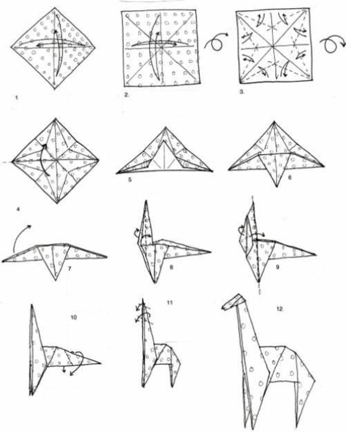 Origami jirafa fácil de plegar la instrucción-mejor-plegable plegable instrucción instrucción técnica de origami de papel plegable