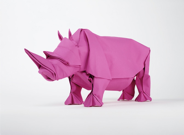 оригами животни-а-розова Rhino