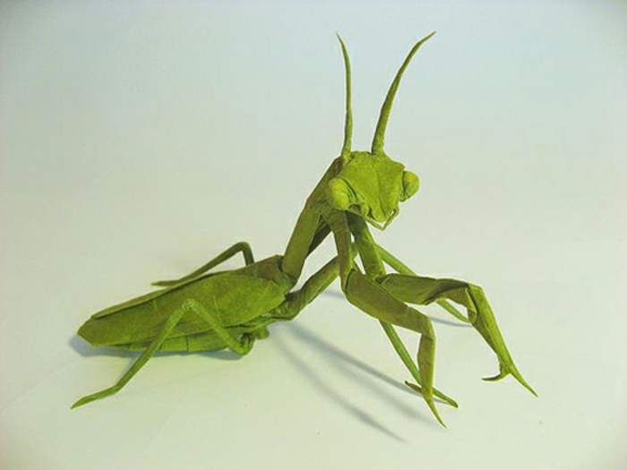 оригами животни-зелено-скакалец