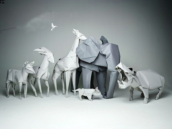 оригами животни-сиво-слон