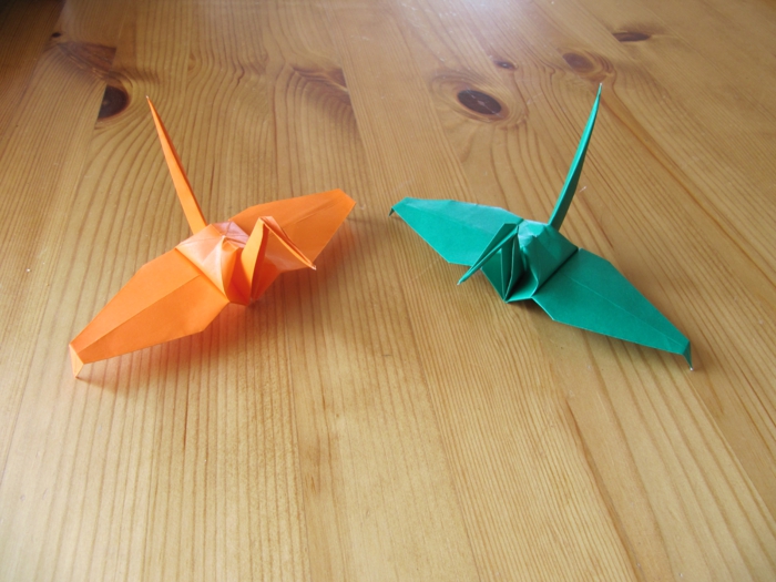 origami-animals-dos grúas de Sandhill