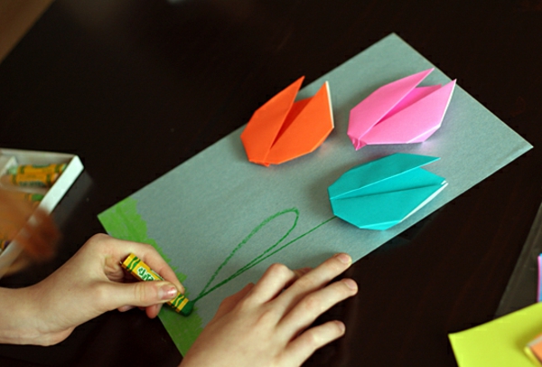 origami tulip - lijepa kartica kvačica