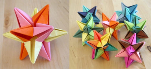 оригами на коледни цветни красиви цветове - две красиви картини