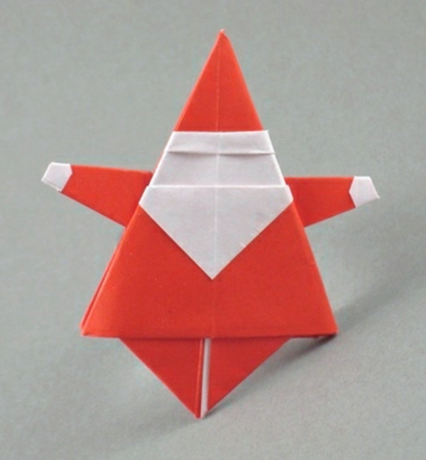 origami-to-christmas-cool-Santa Claus - φόντο σε γκρι χρώμα