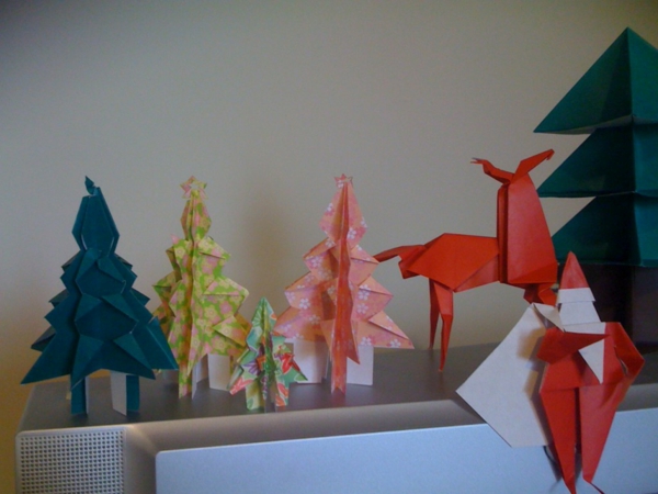 اوريغامي إلى عيد الميلاد التنوب شجرة damhirsche