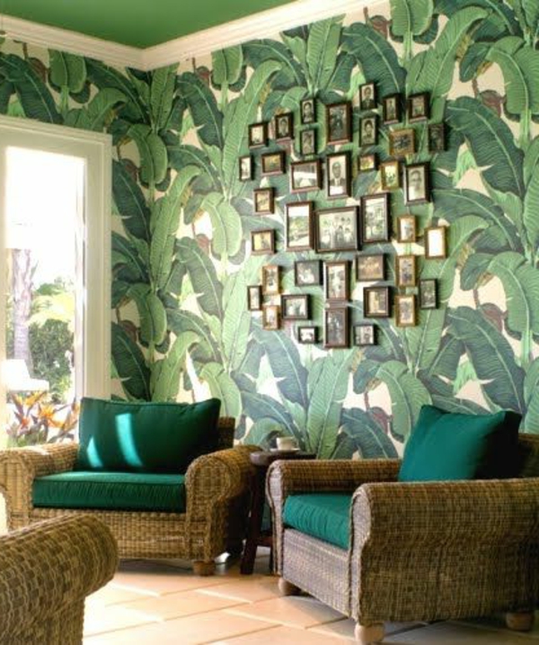 originalni zid zid dizajn-zeleno lišće