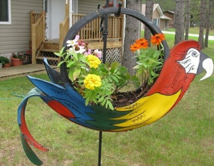 оригинална-красив-деко-за-градина-използван за рециклиране на гуми пъстър цвят