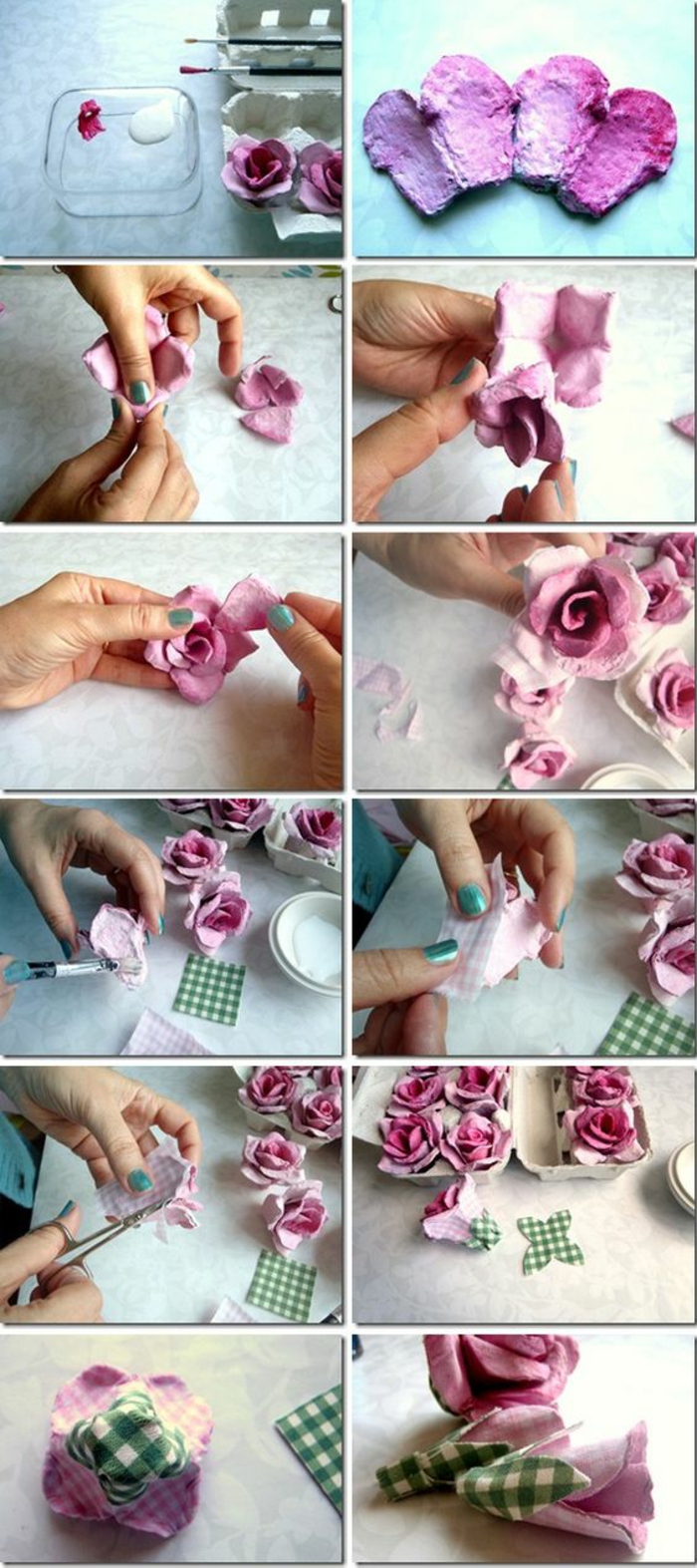 ръководство за това как да направите цветя от картонена кутия за самата великденска маса
