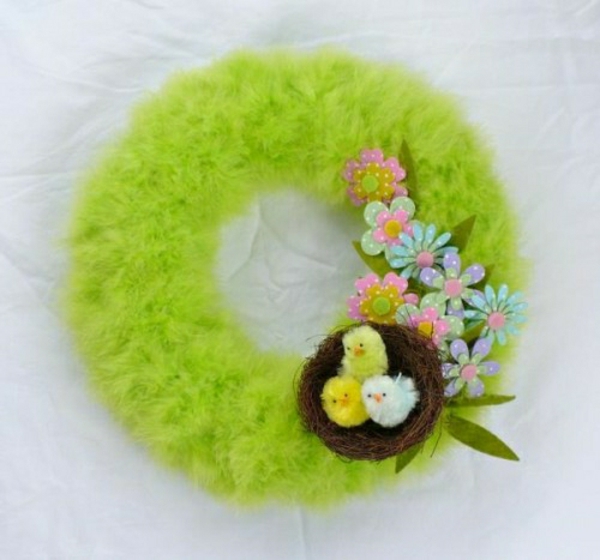 osterkranz-selbst-machen-neon-green-feather-felt-flowers-deco-nest - अद्भुत