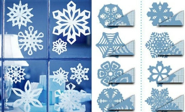 χαρτί νιφάδες χιονιού-Fensterdeko-to-Χριστούγεννα