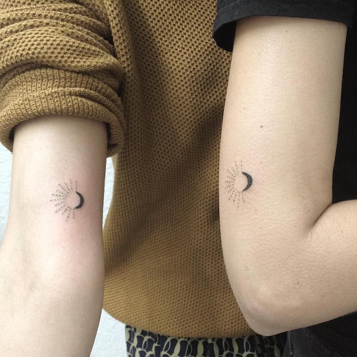 tetoválások partnerek, nap és hold, kis kar tetoválások párok számára