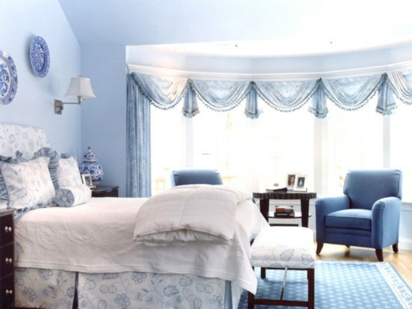 غرفة نوم باللون الأزرق ، غرفة نوم ، تركيبات ألوان ، تصميم ملون ، غرفة نوم زرقاء