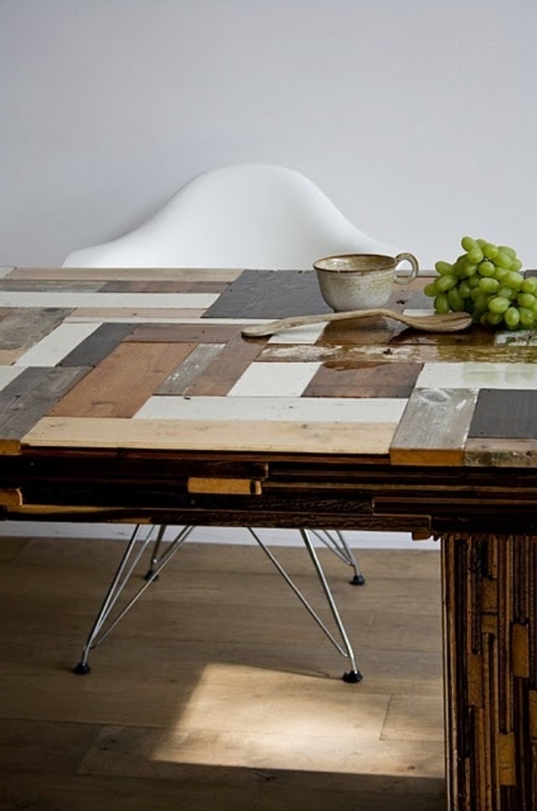 мозайка дървена маса-модерен дизайн-голям апартамент