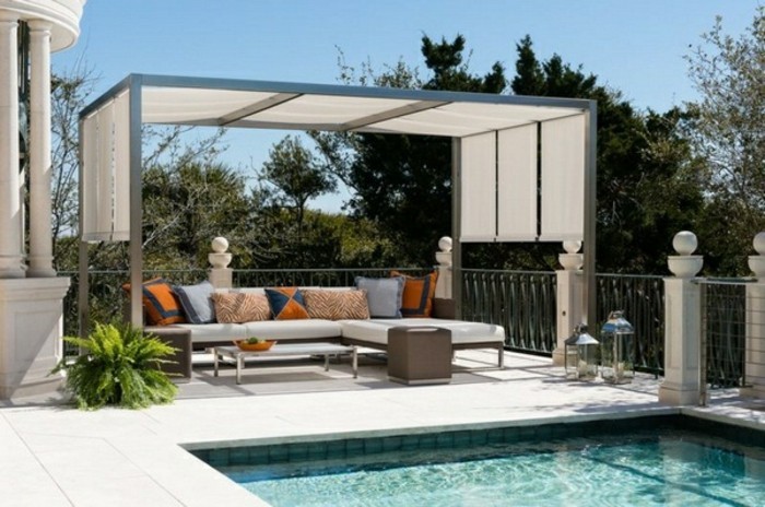 вътрешен двор-дизайн-с-пергола-вътрешен двор мебели най-басейн