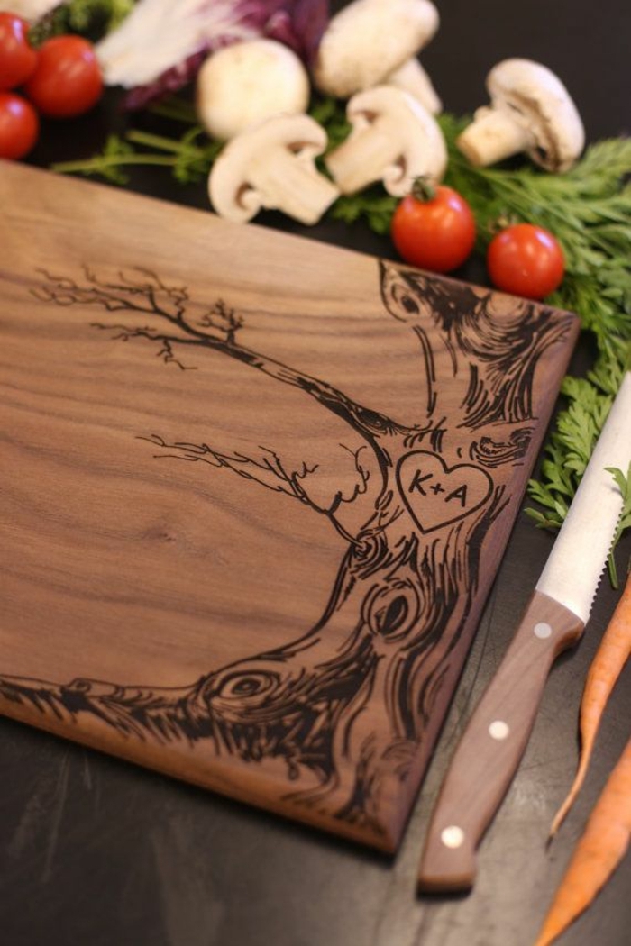 regalos personalizados cortando los amantes iniciales Cook-par-vegetal cocina-