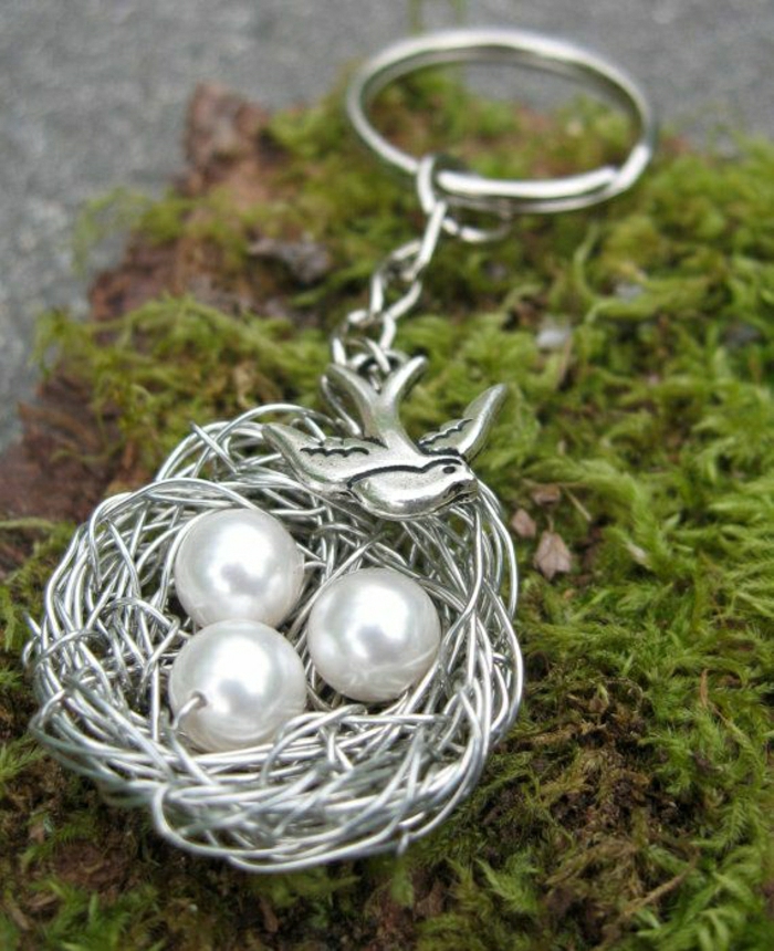 cadeau personnalisé perles en métal porte-clés