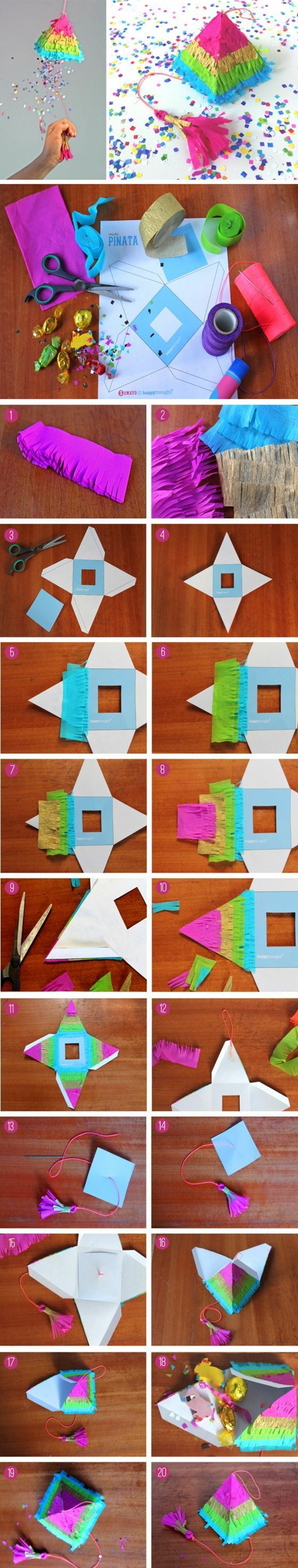 Hacer una pequeña pirámide de cartón usted mismo, papel de colores, tijeras