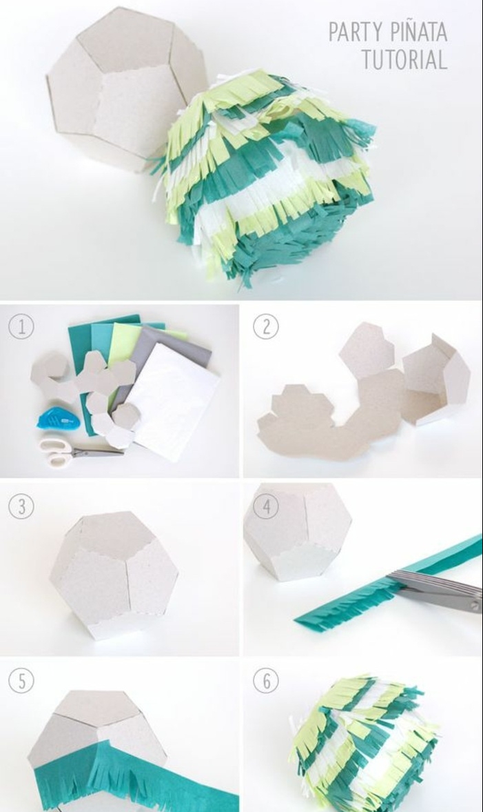 figure géométrique en carton, papier vert, bricolage