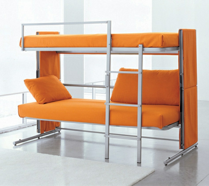 Podovi štedi prostor namještaja-narančasto-krevetna na dva