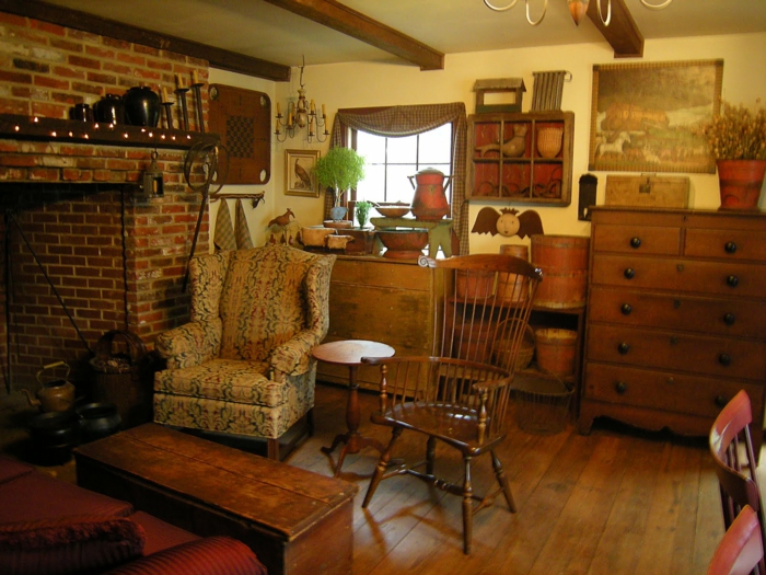 meubles de cheminée-vintage-intérieur primitive de style cour Villa déco vaisselle en céramique