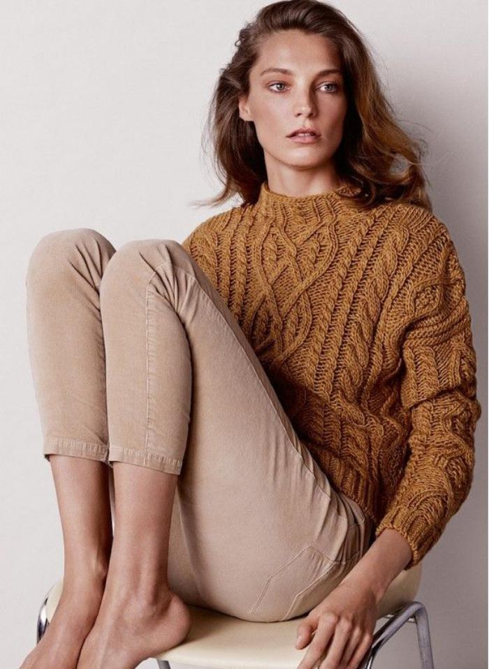 suéter de lana-mujeres-trenzas-Erdtönung patrones