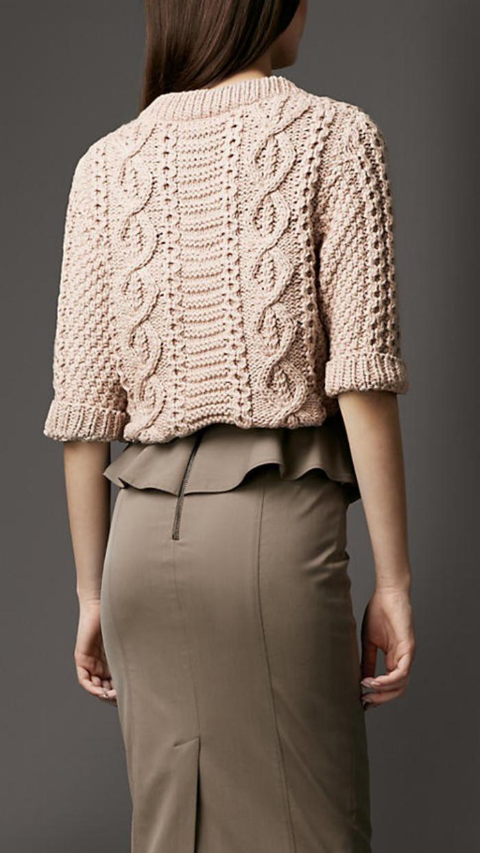 suéter de lana-women-trenzas de color beige-noche del vestido del patrón
