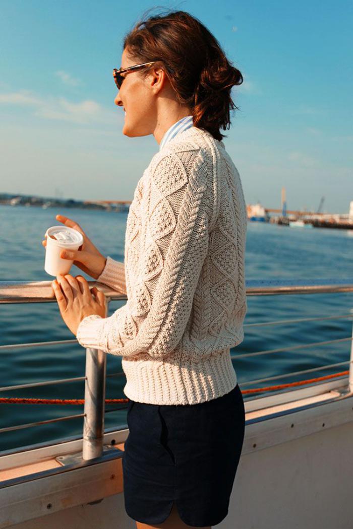 пуловер-вълнени жени-плитки-бежов модел