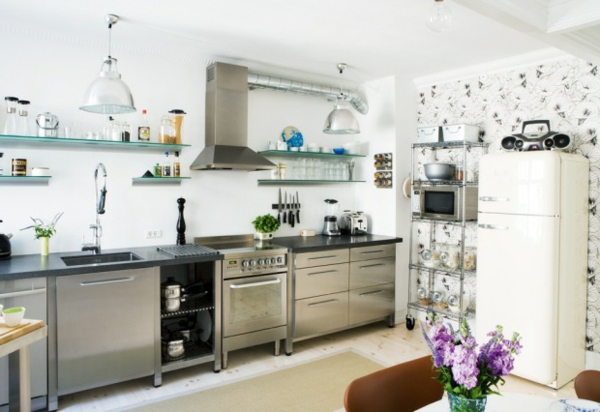 pared trasera-cocina-acero inoxidable-moderna - decorado