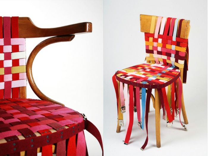рециклиране мебели-красивите модел столове-от-цветна кожа
