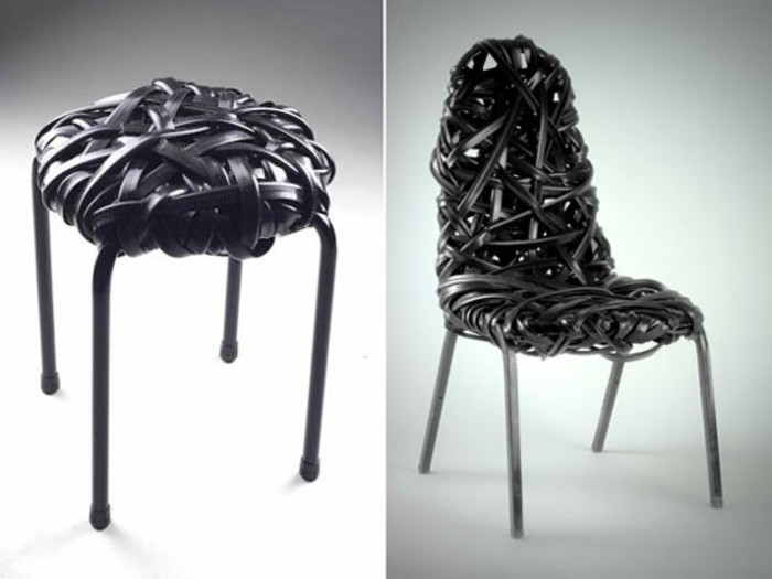 рециклиране на мебели и две оригинални столове изработени-кожа