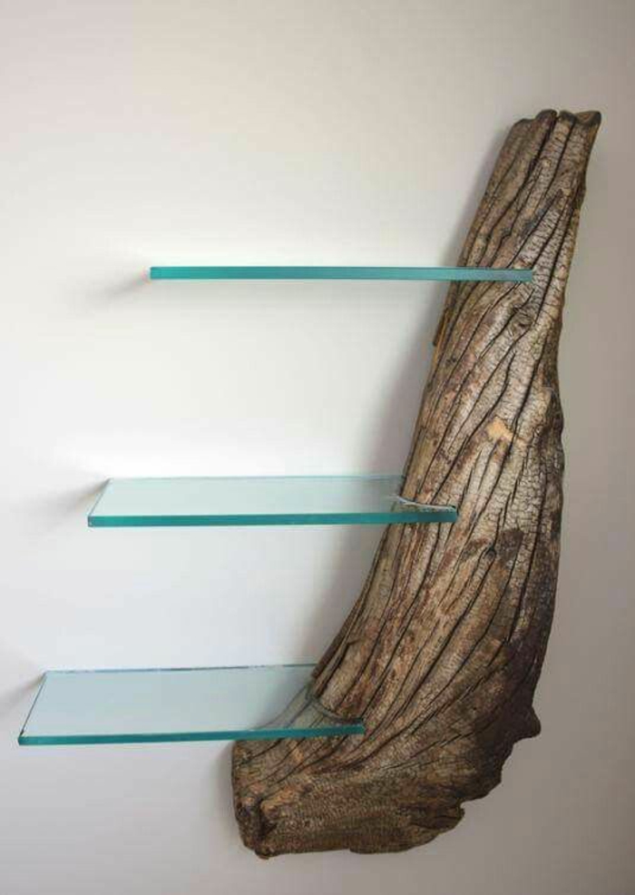 Regal-propio-acumulación de pared de anaquel de madera piezas de vidrio y-bricolaje-creativa-idea-pared de diseño