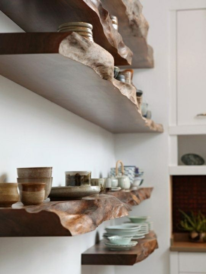 estantes-de-sólido regio-propio-acumulación de pared de madera-Teller-tazas-decoraciones-cocina estante