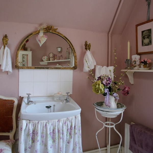 lavabos retro-nostálgicos-baños-flores decorativas