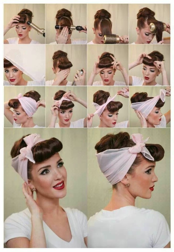 rockabilly frizura-više slika-of-a-lijepom-žene-s-gumicu za kosu