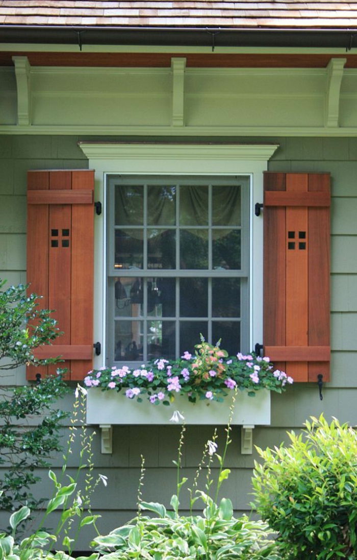 романтична прозорец дървени магазини саксия градина