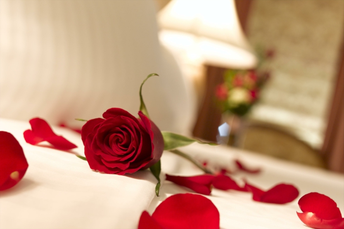 романтична легло-rosenblätter