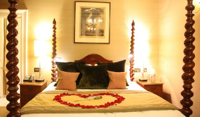 romántica cama-great-iluminación